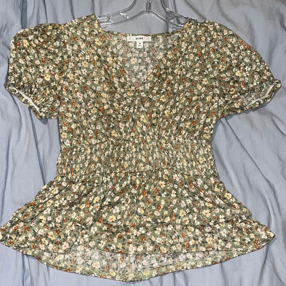 sage green floral top